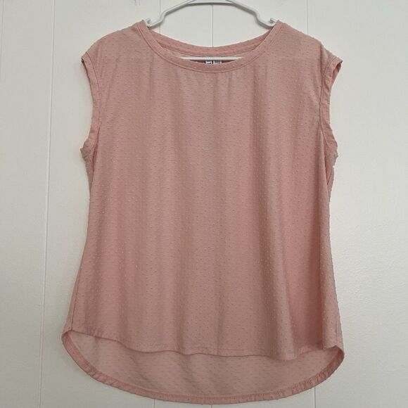Elle Tops - Elle Swiss Dot Sleeveless Shirt Soft Pink Tank Lightweight Women’s Size Large